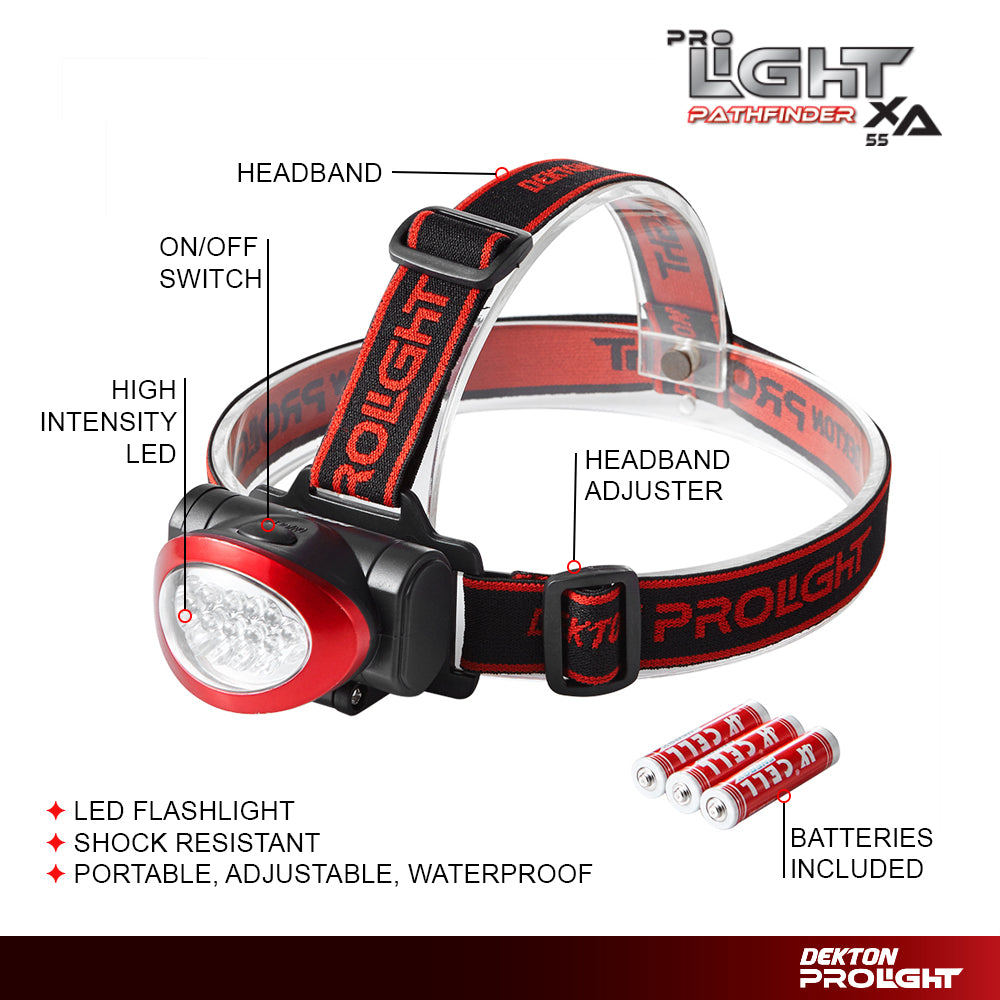 Dekton Pathfinder LED Head Light Torch Headlamp 55 Lumens 10M Range & Batteries Dekton Pathfinder LED Head Light Torch Headlamp 55 Lumens 10M Range & Batteries